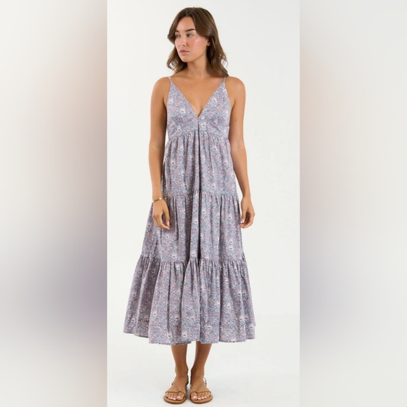 sundays Dresses & Skirts - We Are Sundays Felton Dress Indigo Rose 100% Cotton Midi Dress Womens Size Small